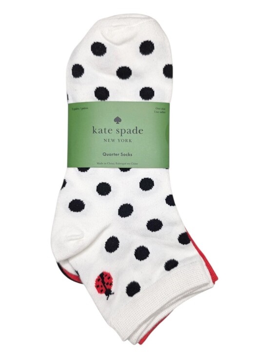 kate spade Accessories - Kate Spade New York Quarter Socks 3 Pair Polka Dot Ladybug Red & Black One Size